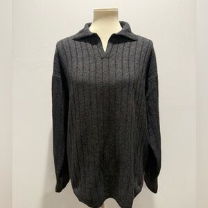 Le Collezioni Structure Lambswool/Rabbit Hair Dark Gray Ribbed Sweater